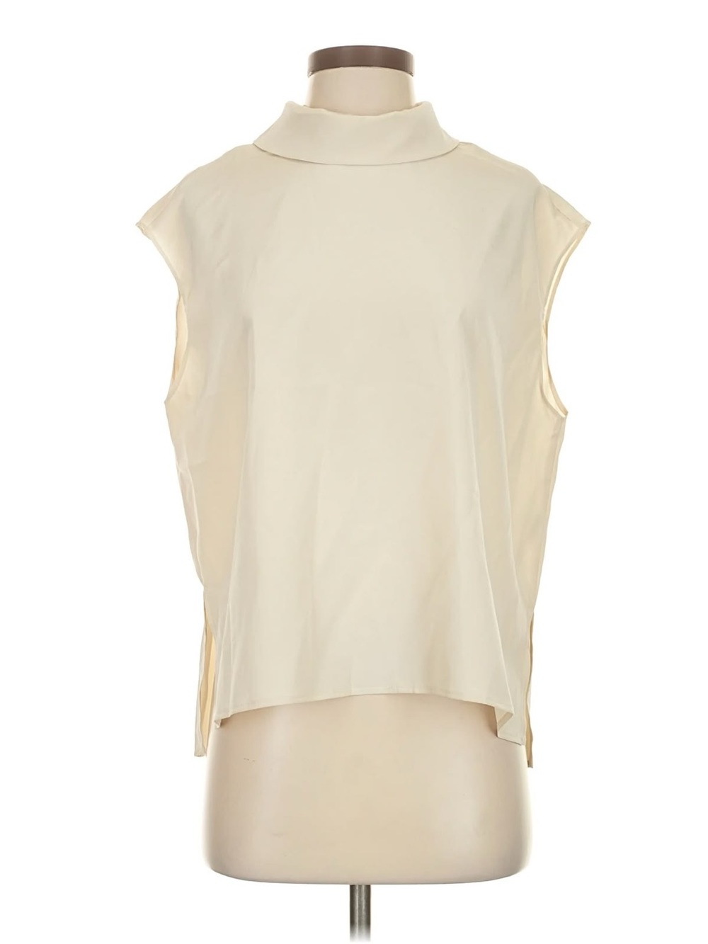 Commense Cream Sleeveless Mock-Neck Blouse